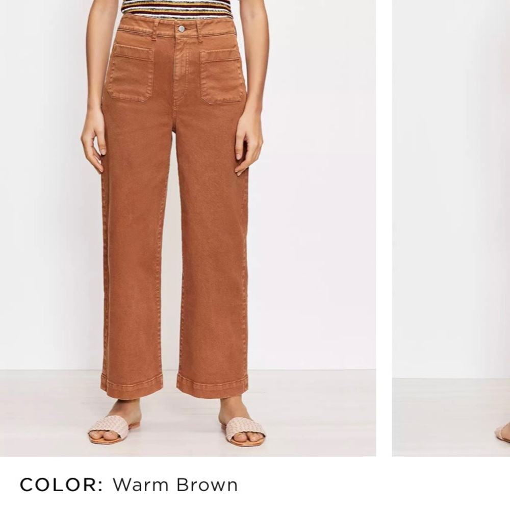 Patch Pocket Wide Leg Crop Jeans